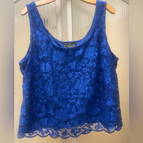 Alex Evenings Royal Blue Lace Tank - Picture 1 of 4